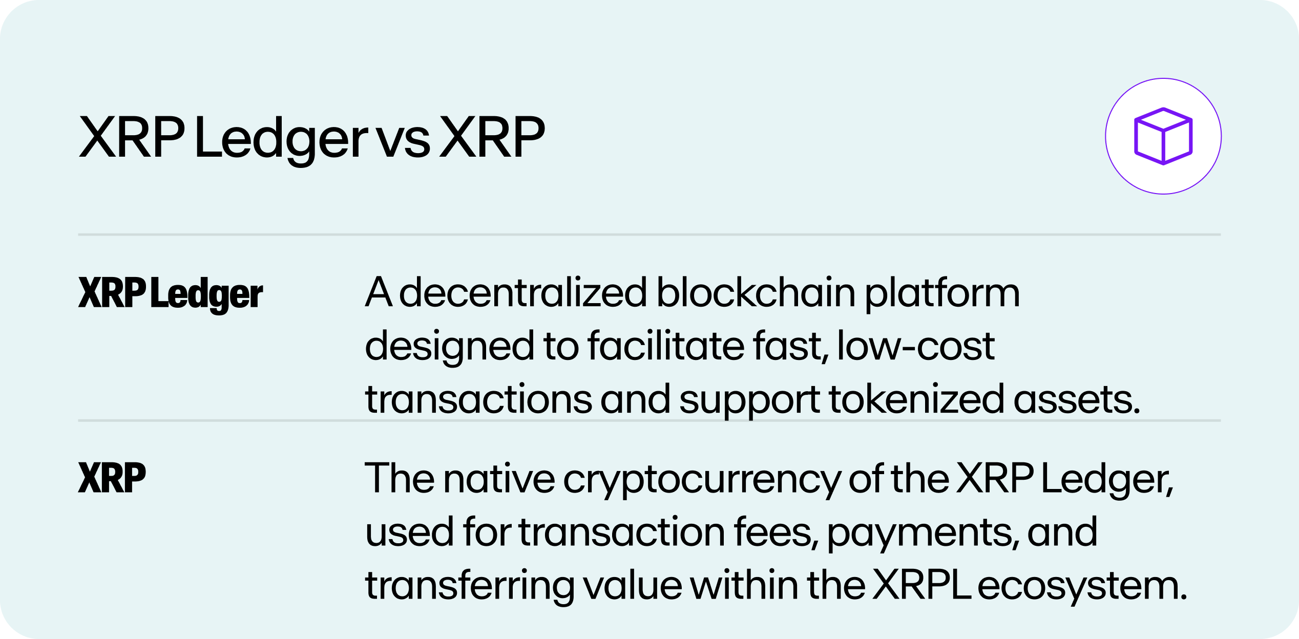 An image of the differences between XRPL and XRP